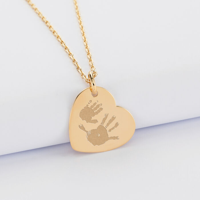 Pendentif personnalisé médaille gravée plaqué or coeur 19x21 mm - empreinte