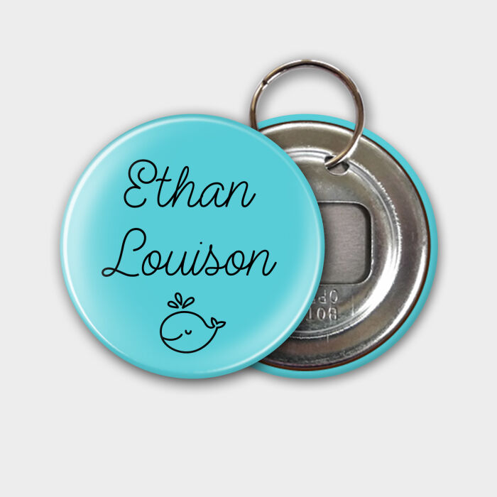 Porte clés-décapsuleur personnalisé 56mm - prénoms