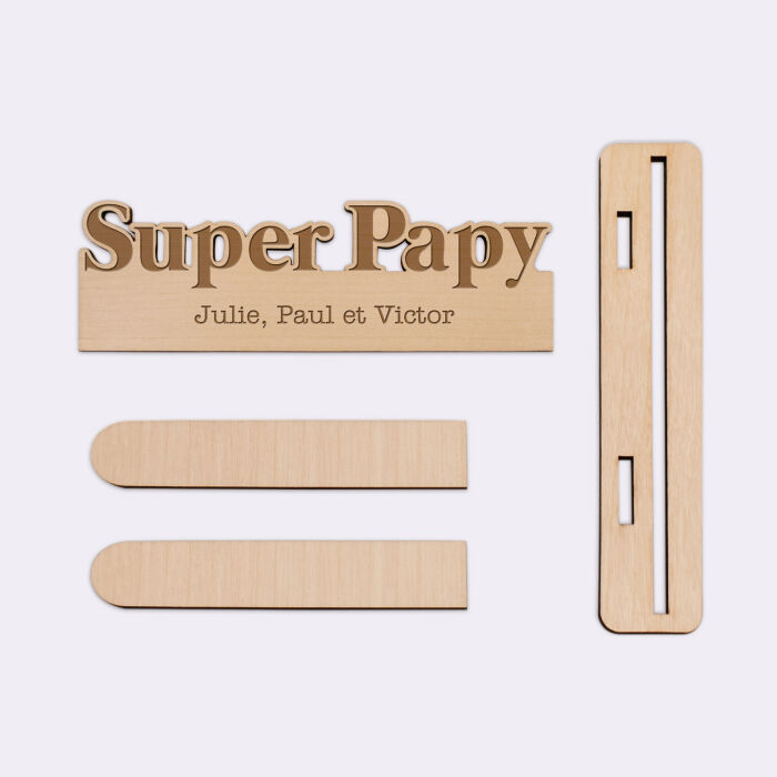 Porte-photo personnalisé bois gravé Super papy - julie paul victor