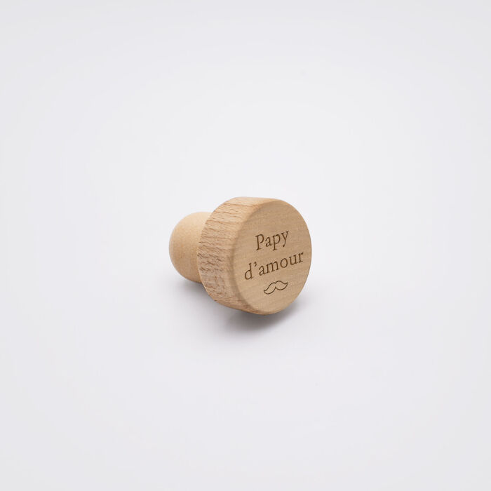 Bouchon de bouteille personnalisé bois gravé - texte