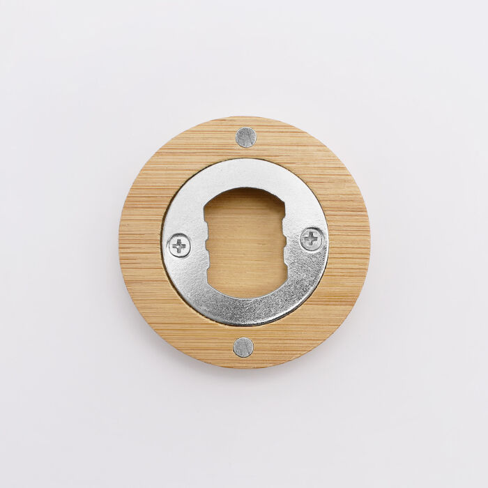 Décapsuleur rond bois gravé 60x60 mm - édition spéciale "Meilleur Papy du monde" - dos