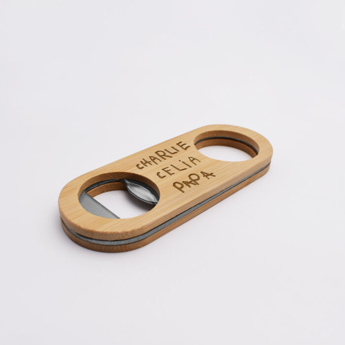 Décapsuleur personnalisé bois gravé 10x4 cm - écrit