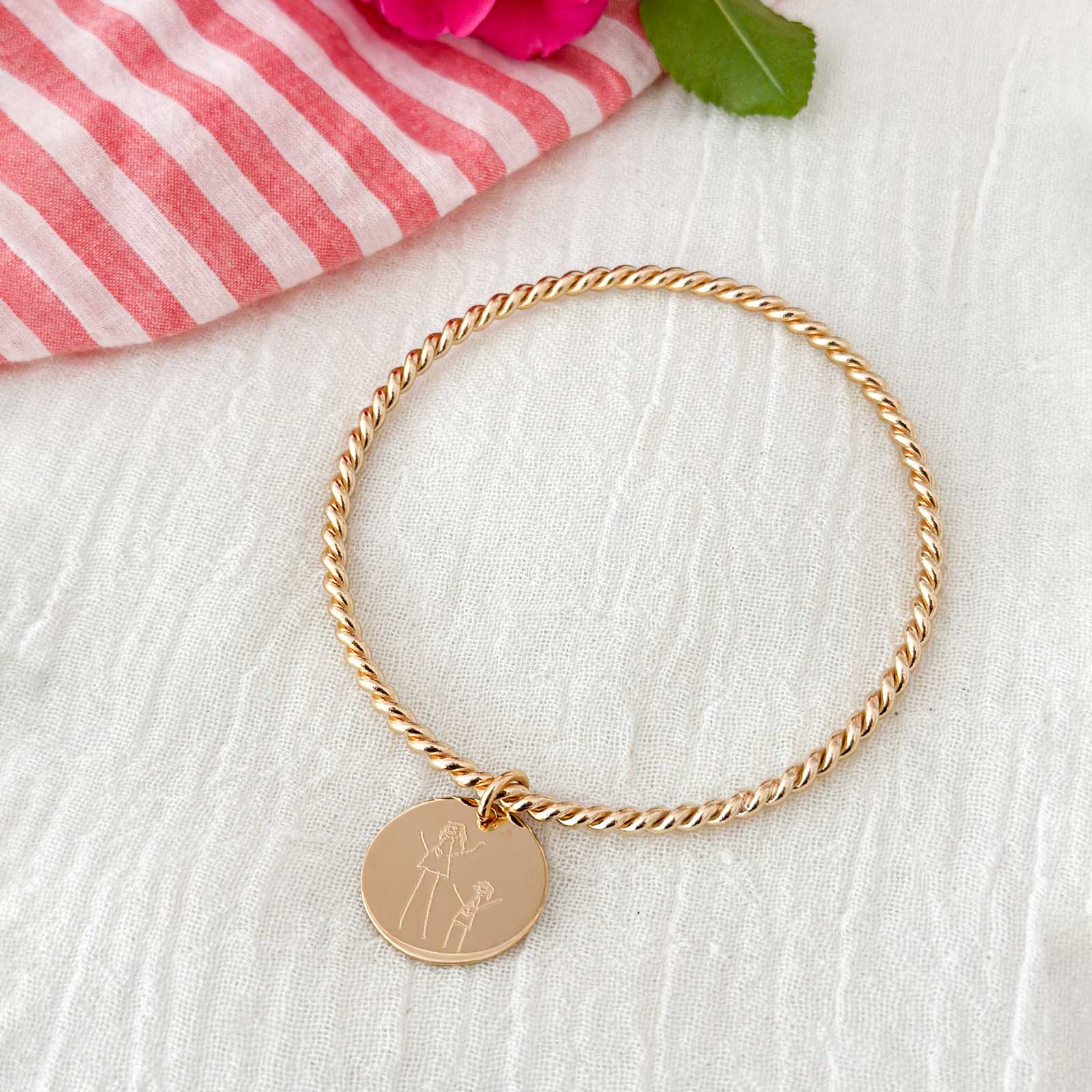 Bracelet Femme Plaqué Or Torsadé Avec Motif Dauphin - État Parfait - Occasion