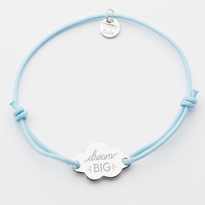 Personalised engraved silver cloud 2-hole medallion children's bracelet 20x14mm illustration
