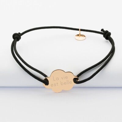 Personalised engraved gold plated cloud 2-hole medallion bracelet 20x14mm text