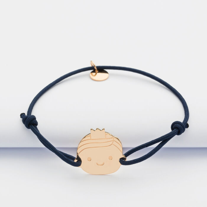 Bracelet enfant personnalisé médaille gravée plaqué or bouille garçon