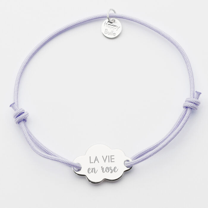Personalised engraved silver cloud 2-hole medallion  bracelet 20x14mm - illustration