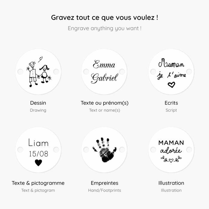 Visuel récapitulatif de gravure - femme 2 trous - exemple gravure