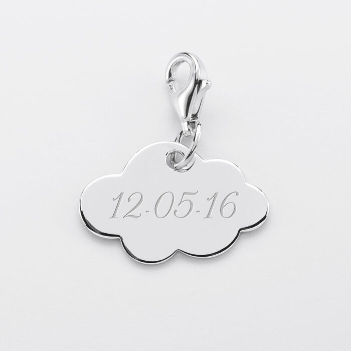 Charm nuage gravé argent 20x14mm - date