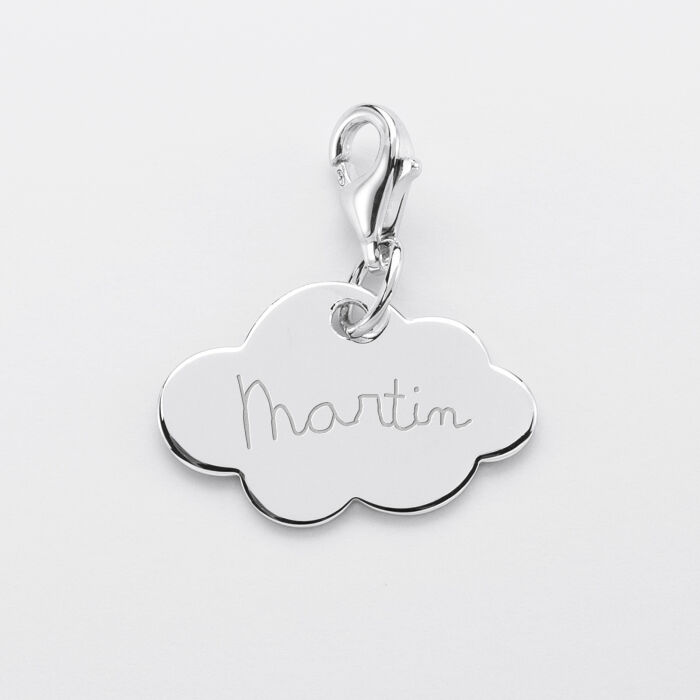 Engraved silver cloud charm 20x14mm - name