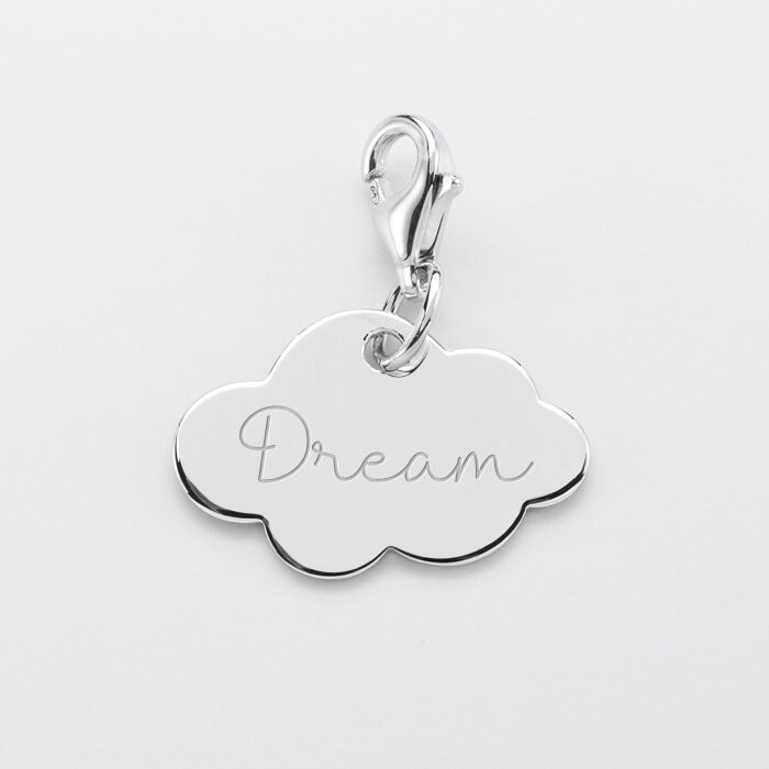 Charm nuage gravé argent 20x14mm - texte