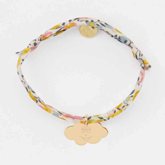 Bracelet enfant Liberty personnalisé médaille gravée plaqué or nuage 20x14 mm - HappyBulle x Barbapapa - bouille 2