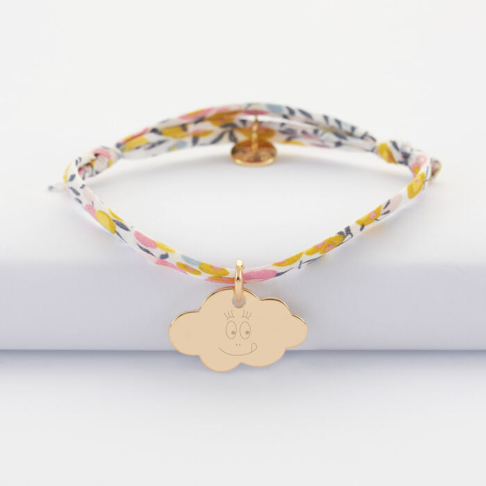Bracelet enfant Liberty personnalisé médaille gravée plaqué or nuage 20x14 mm - HappyBulle x Barbapapa - bouille