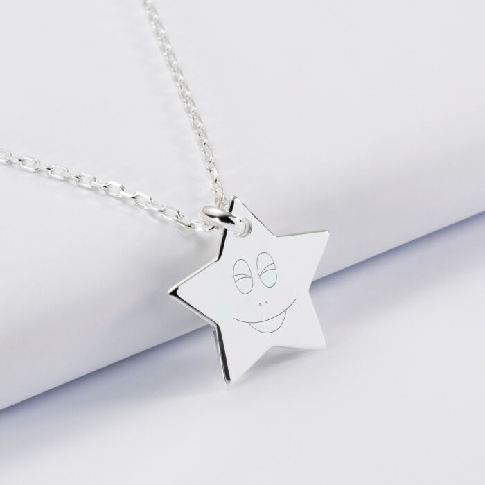Pendentif enfant personnalisé médaille gravée argent dormeuse étoile 20x20 - HappyBulle x Barbapapa - bouille