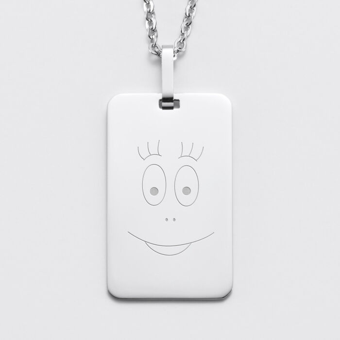 Pendentif homme personnalisé médaille gravée acier 20x32 mm - Happybulle x Barbapapa - bouille
