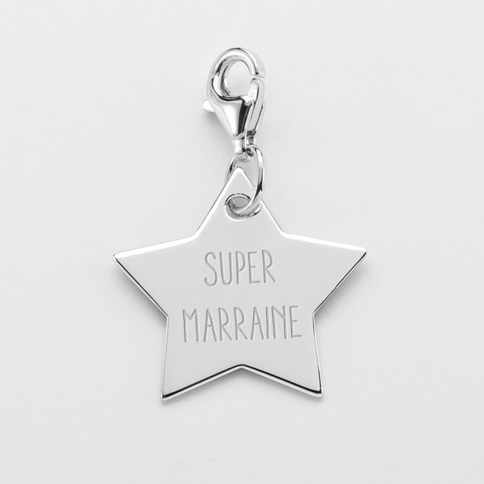 Charmétoile gravé argent 20x20mm - texte