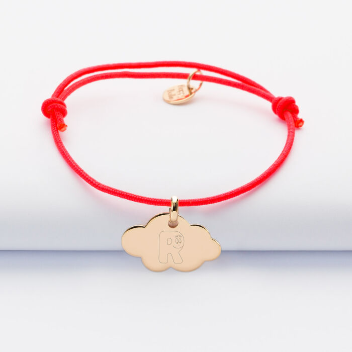 Bracelet enfant personnalisé médaille gravée plaqué or nuage 20x14 mm - Happybulle x Barbapapa