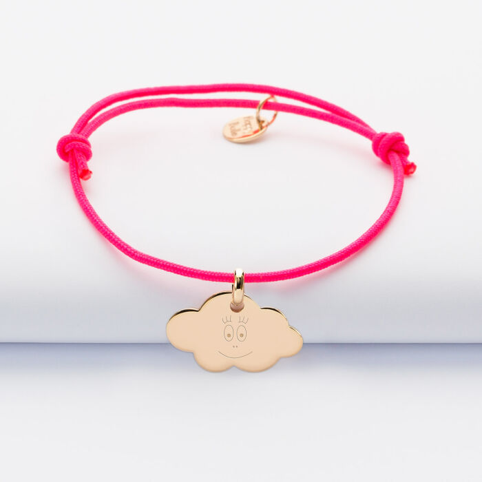 Bracelet enfant personnalisé médaille gravée plaqué or nuage 20x14 mm - Happybulle x Barbapapa
