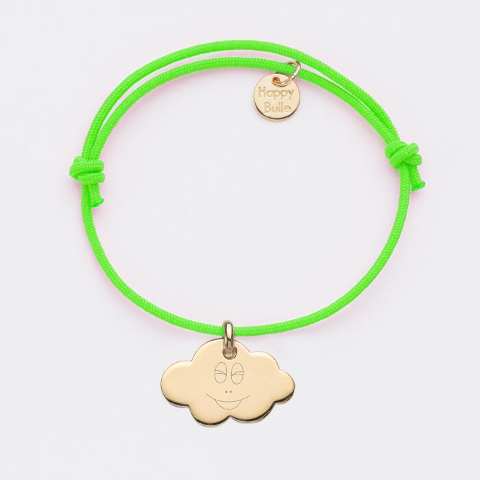 Bracelet enfant personnalisé médaille gravée plaqué or nuage 20x14 mm - Happybulle x Barbapapa