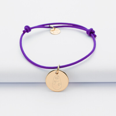 Bracelet enfant personnalisé médaille gravée plaqué or 15mm - Happybulle x Barbapapa - personnage