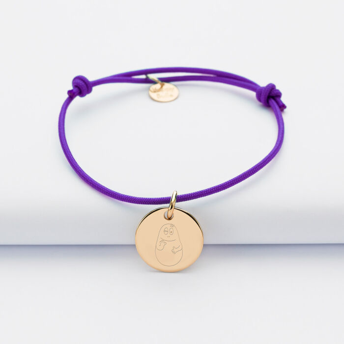 Bracelet enfant personnalisé médaille gravée plaqué or 15mm - Happybulle x Barbapapa - personnage