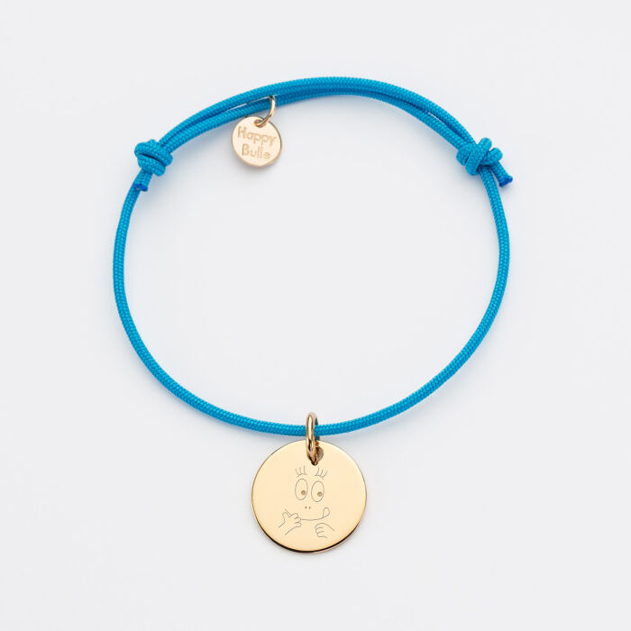 Bracelet enfant personnalisé médaille gravée plaqué or 15mm - Happybulle x Barbapapa - bouille mains