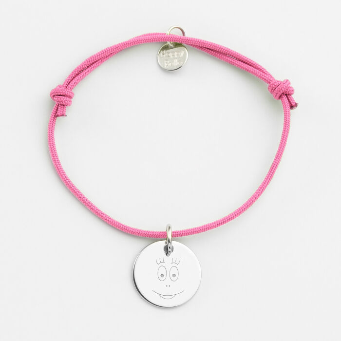 Bracelet enfant personnalisé médaille gravée argent 15 mm - Happybulle x Barbapapa - bouille