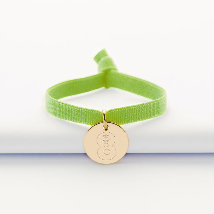 Bracelet enfant cordon élastique personnalisé médaille plaqué or 15 mm - Happybulle x Barbapapa - chiffre 8