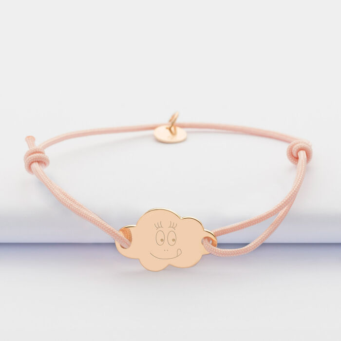 Bracelet enfant personnalisé médaille gravée plaqué or nuage 2 trous 20x14 mm - Happybulle x Barbapapa - bouille 3