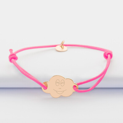 Bracelet enfant personnalisé médaille gravée plaqué or nuage 2 trous 20x14 mm - Happybulle x Barbapapa - bouille 4
