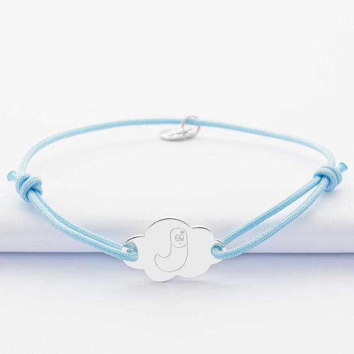 Bracelet enfant personnalisé médaille gravée argent nuage 2 trous 20x14 mm - Happybulle x Barbapapa - J