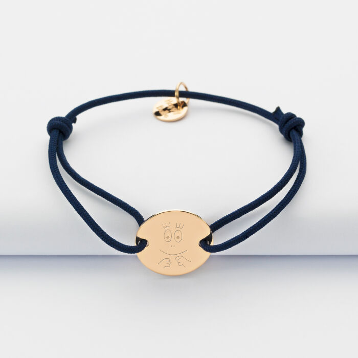 Bracelet enfant personnalisé médaille gravée plaqué or 2 trous 15mm - Happybulle x Barbapapa
