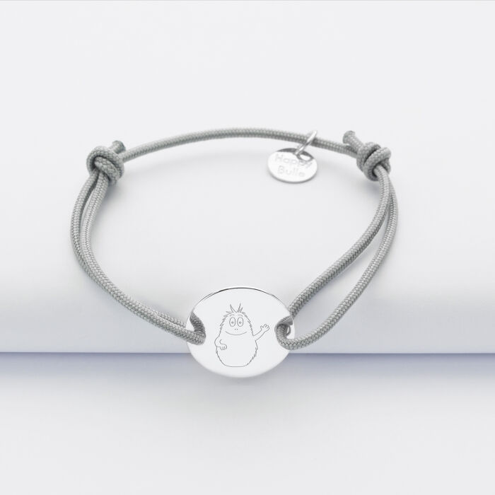 Bracelet enfant personnalisé médaille gravée argent 2 trous 15mm - Happybulle x Barbapapa - personnage