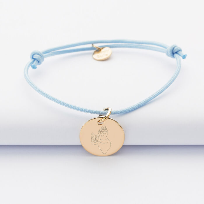 Bracelet personnalisé médaille gravée plaqué or dormeuse 15 mm - Happybulle x Barbapapa - personnage