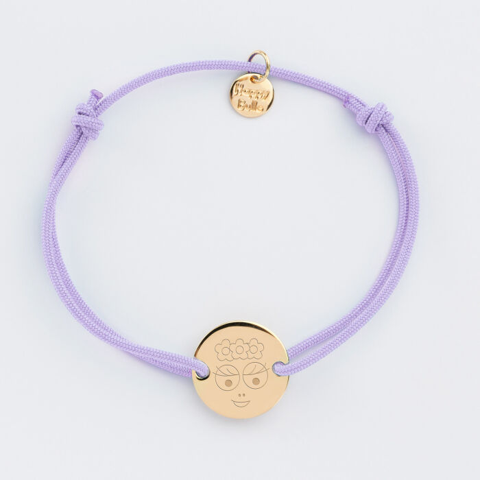 Bracelet personnalisé médaille gravée plaqué or 2 trous 15mm - Happybulle x Barbapapa - bouille