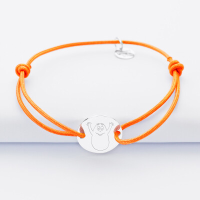 Bracelet personnalisé médaille gravée argent 2 trous 15mm - Happybulle x Barbapapa - personnage