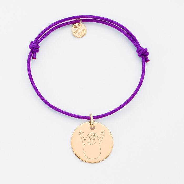 Bracelet personnalisé médaille gravée plaqué or dormeuse 19mm - HappyBulle x Barbapapa - personnage