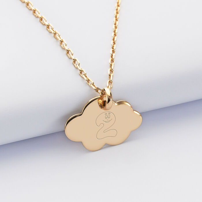 Pendentif enfant personnalisé médaille gravée plaqué or nuage 20x14 mm - Happybulle x Barbapapa - 2