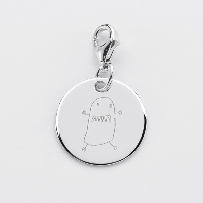 Charm gravé argent 17mm - dessin