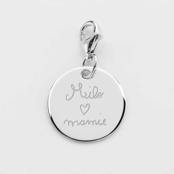 Charm gravé argent 17mm - écrits