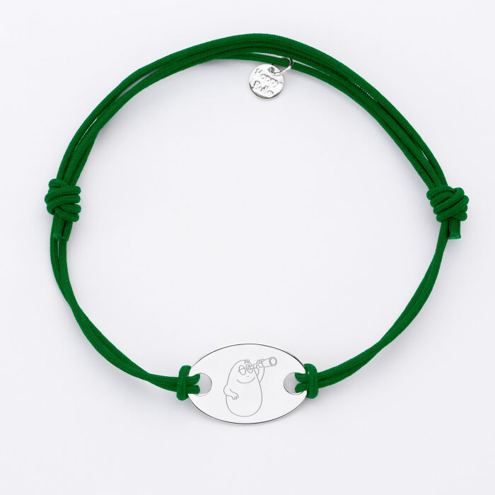 Bracelet homme personnalisé cordon doublé médaille gravée argent ovale 25x16 mm - HappyBulle x Barbapapa - activité