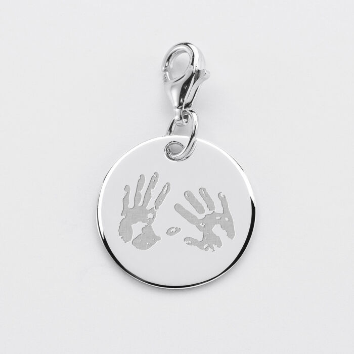 Charm gravé argent 17mm - empreintes