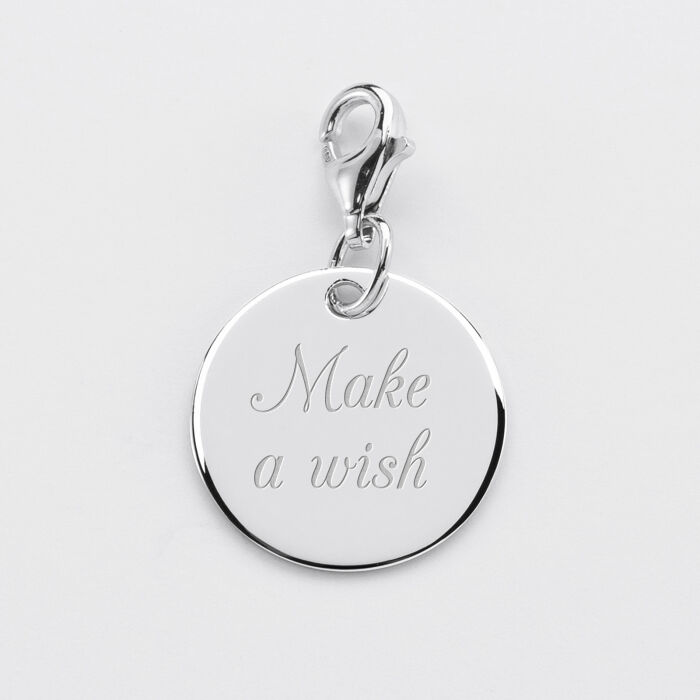Charm gravé argent 17mm - texte