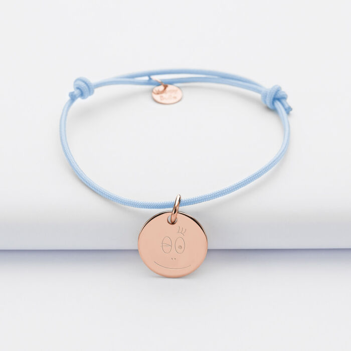 Bracelet enfant personnalisé médaille gravée plaqué or rose 15 mm - HappyBulle x Barbapapa - bouille