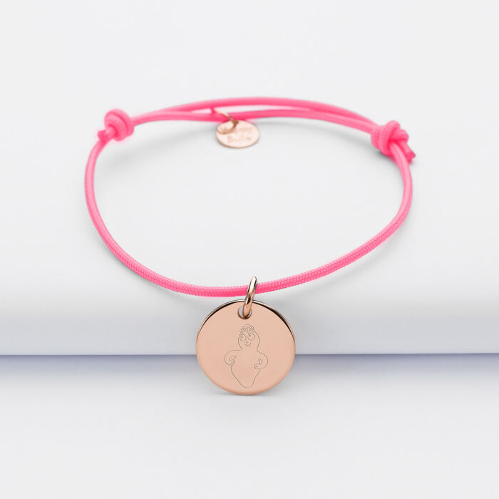 Bracelet enfant personnalisé médaille gravée plaqué or rose 15 mm - HappyBulle x Barbapapa - personnage