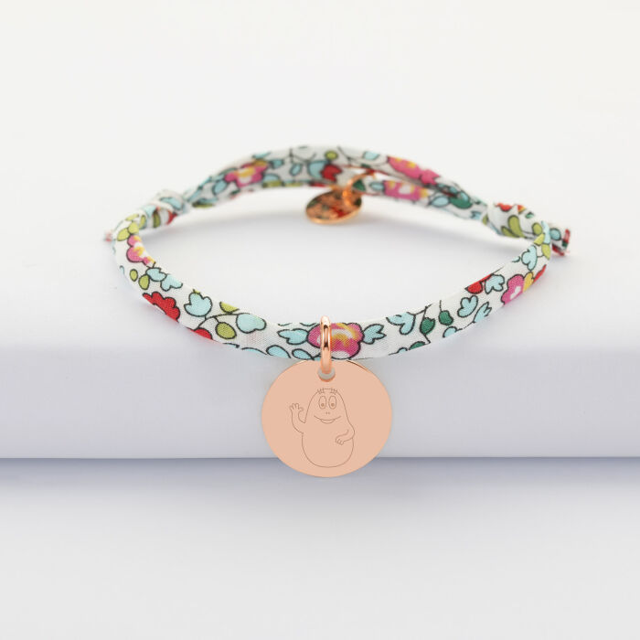 Bracelet enfant Liberty personnalisé médaille gravée plaqué or rose 15 mm - Happybulle x Barbapapa - personnage 2