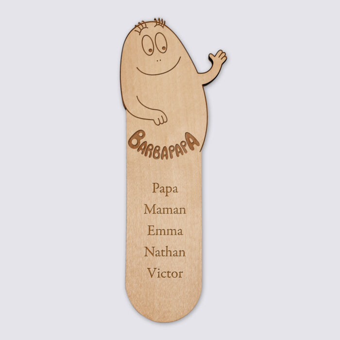 Marque page personnalisé bois gravé - HappyBulle x Barbapapa - barbapapa - texte