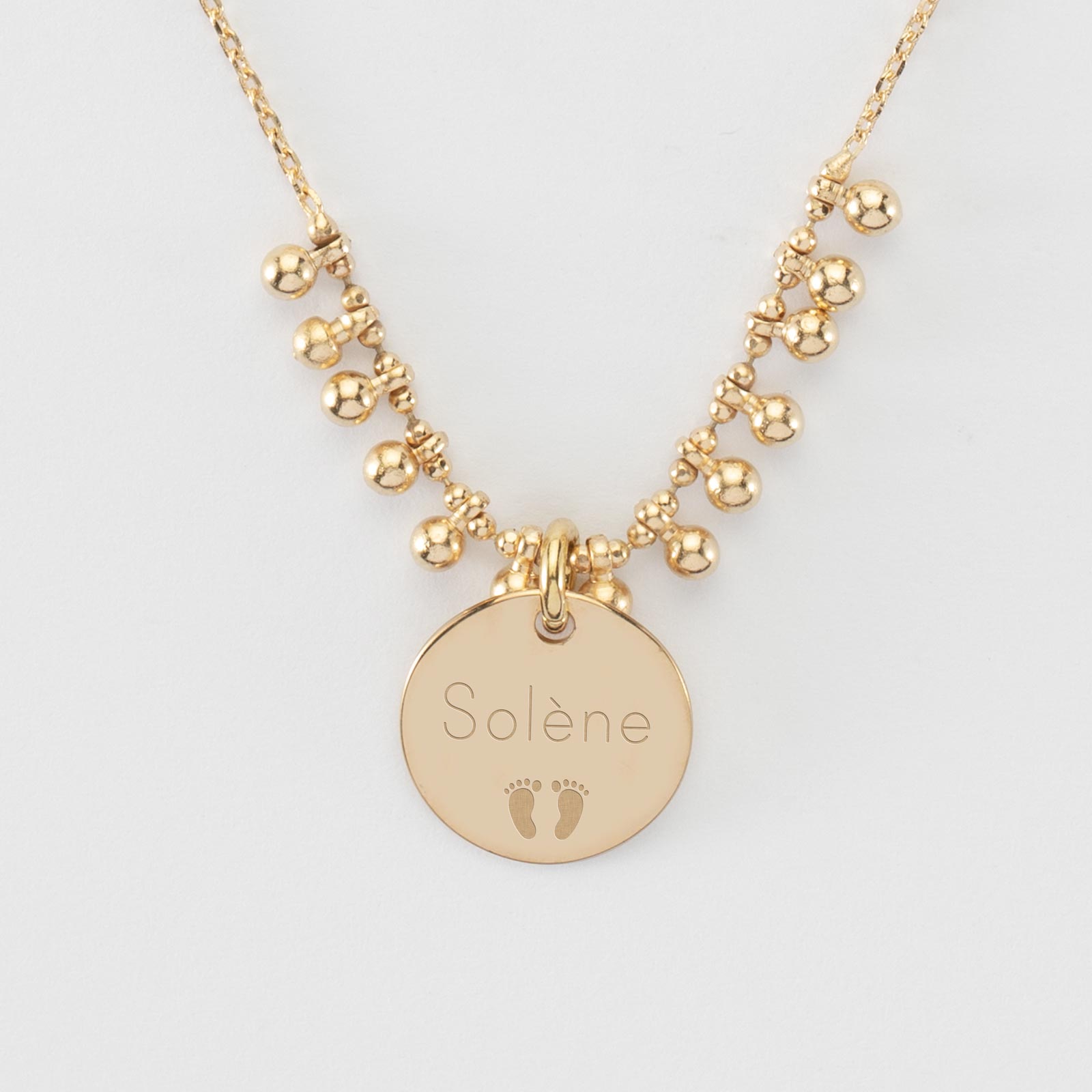 Collier Vintage Couleur Or Finement Ajouré Avec Chaîne à Boules - Bijou Ancien Référence 5146, Occasion