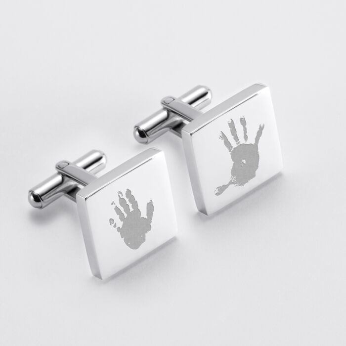 Boutons de manchette personnalisé acier gravés carré - Nos petits imparfaits - empreintes