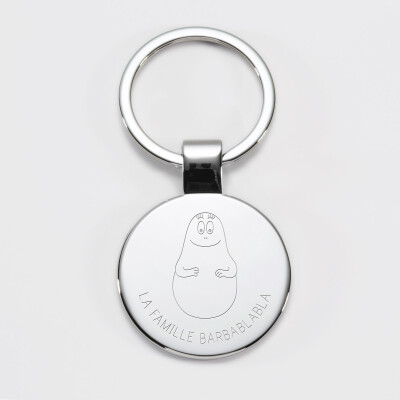 Porte-clés personnalisé gravé acier rond 37 mm - HappyBulle x Barbapapa - texte